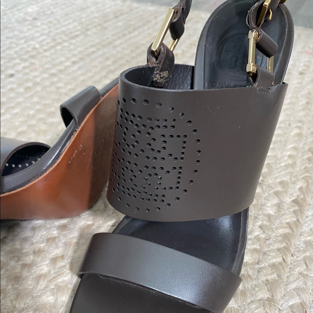 Tory Burch Black and Gold Heels - Picture 2 of 5